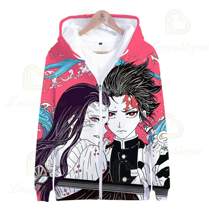

Kimetsu No Yaiba Demon Slayer Zipper Hoodies Sweatshirt Fashion Zip-up Personality Sweatshirt Casual Winter Hooded