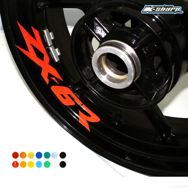 

8 X CUSTOM INNER RIM DECALS WHEEL Reflective STICKERS STRIPES FIT KAWASAKI ZX-6R