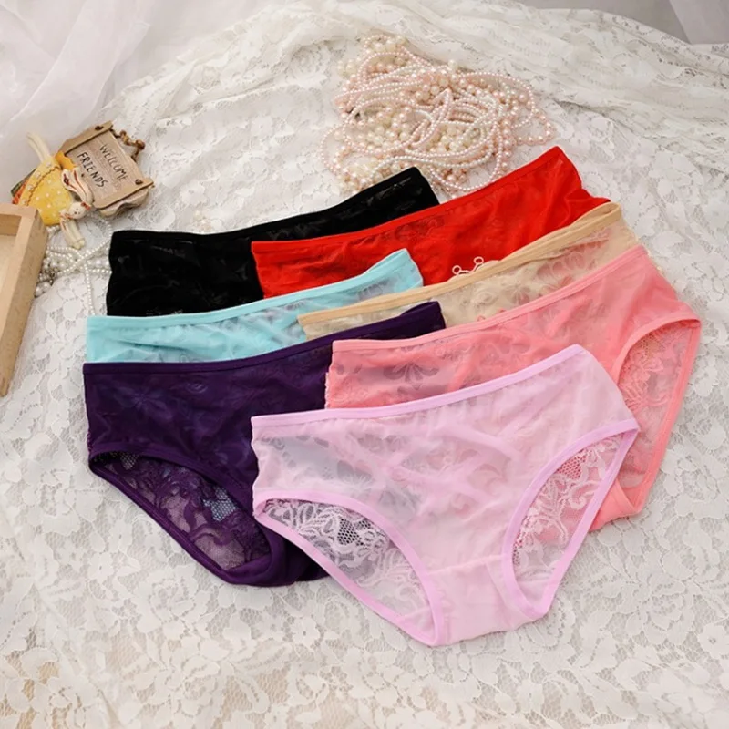 

Women Ladies Sexy Casual Cage Back Panties Mesh Perspective Wave Shape Bow Underwear Briefs 2021 Fashion Lady Panties