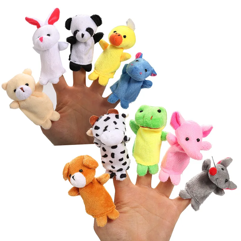 

10pcs Cartoon Plush Toys Boy Girl Finger Puppet Cartoon Animal Child Cute Finger Puppet Dolls Telling Stories To The Baby