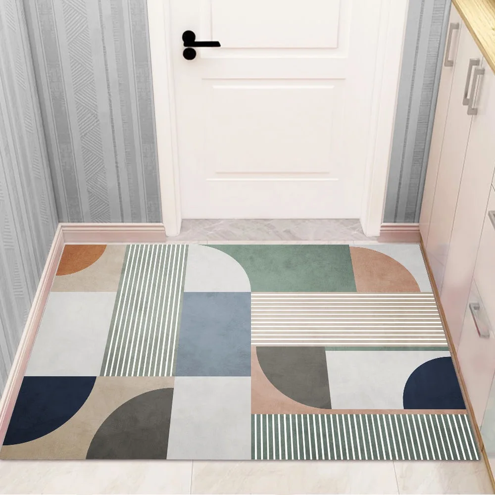 

Geometric Bath Mat Bedroom Carpet Corridor Kitchen Front Door Welcome Mat Living Room Carpet Door Mat Non-slip Absorbent