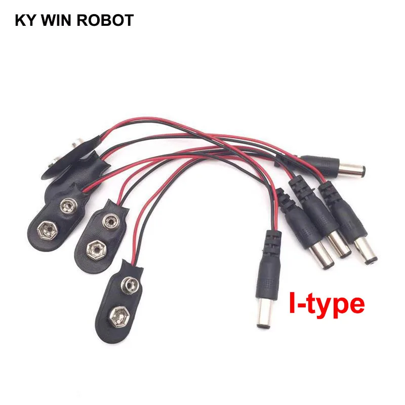 5PCS I-type 5 шт. экспериментальный 9 В батарея оснастки силовой кабель к DC 9 В Зажим мужской линии батарея адаптер для Arduino Uno R3 Сделай Сам домкрат разъем - Цвет: 5PCS I-type