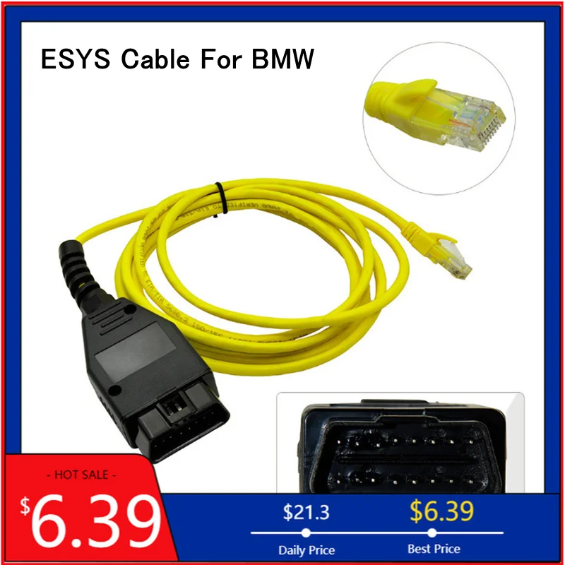 

Best Quality For BMW ENET (Ethernet to OBD) Interface Cable E-SYS OBD2 ICOM Coding F-Series ESYS For BMW Programming Hidden Tool
