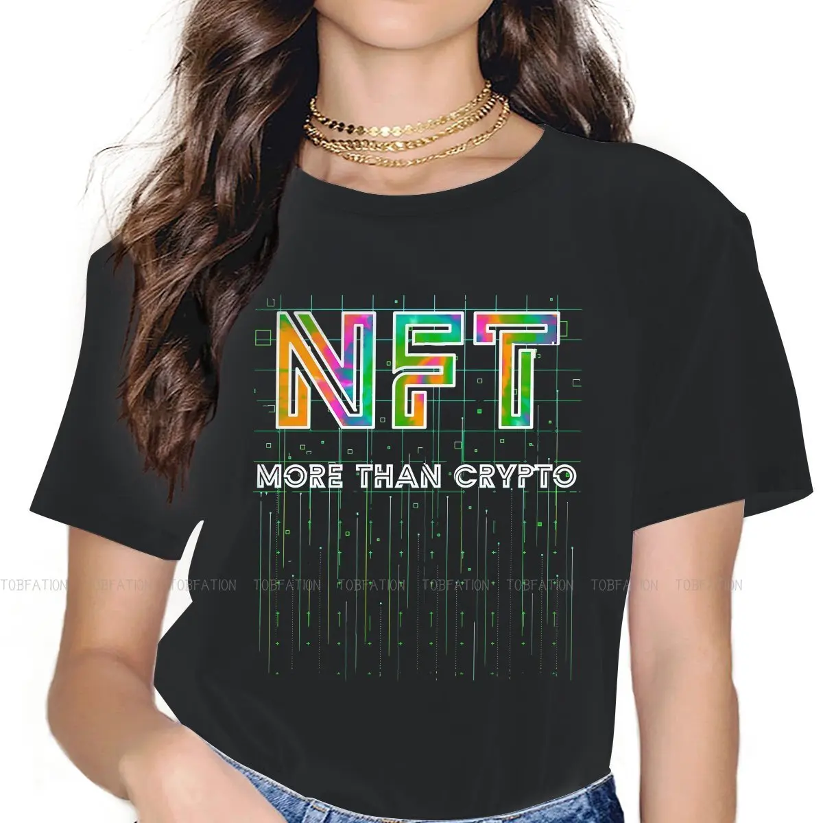 

Футболка NFT женская с круглым вырезом, цветная тенниска из непонятной ткани с принтом Токен и блокнота, уличная одежда в стиле Харадзюку, бол...