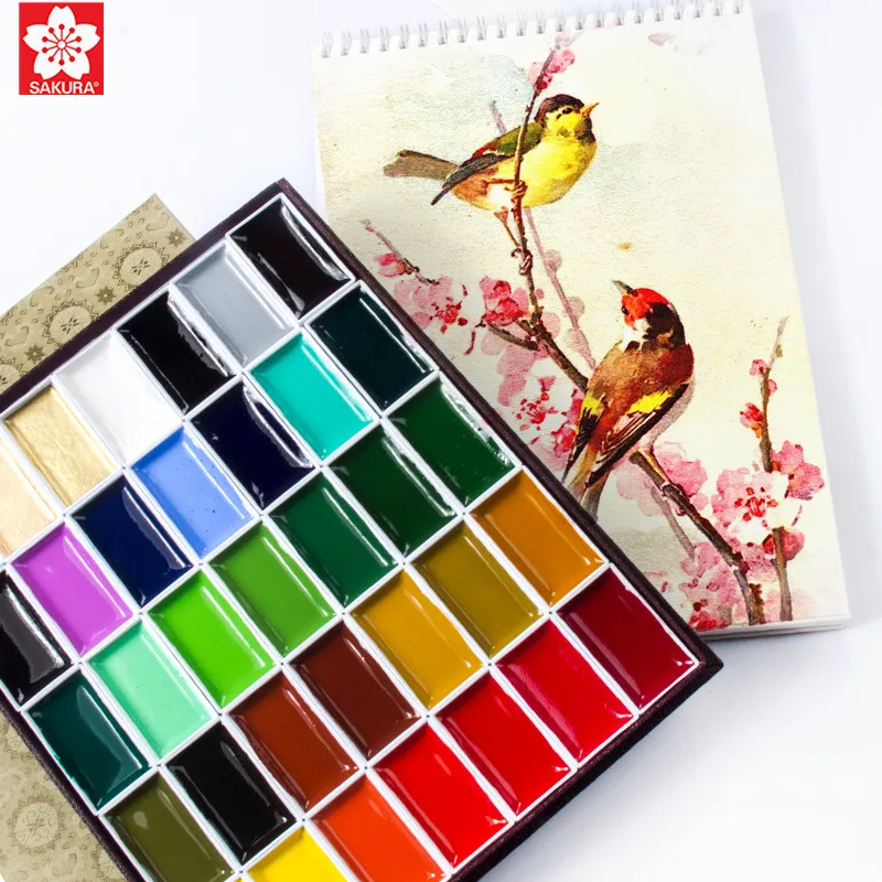 

1set Japan Sakura Auspicious Solid Watercolor Pigmant 60/48/35/24/18/12/8/6 Colors Professional High Pearl / Fluorescent Color
