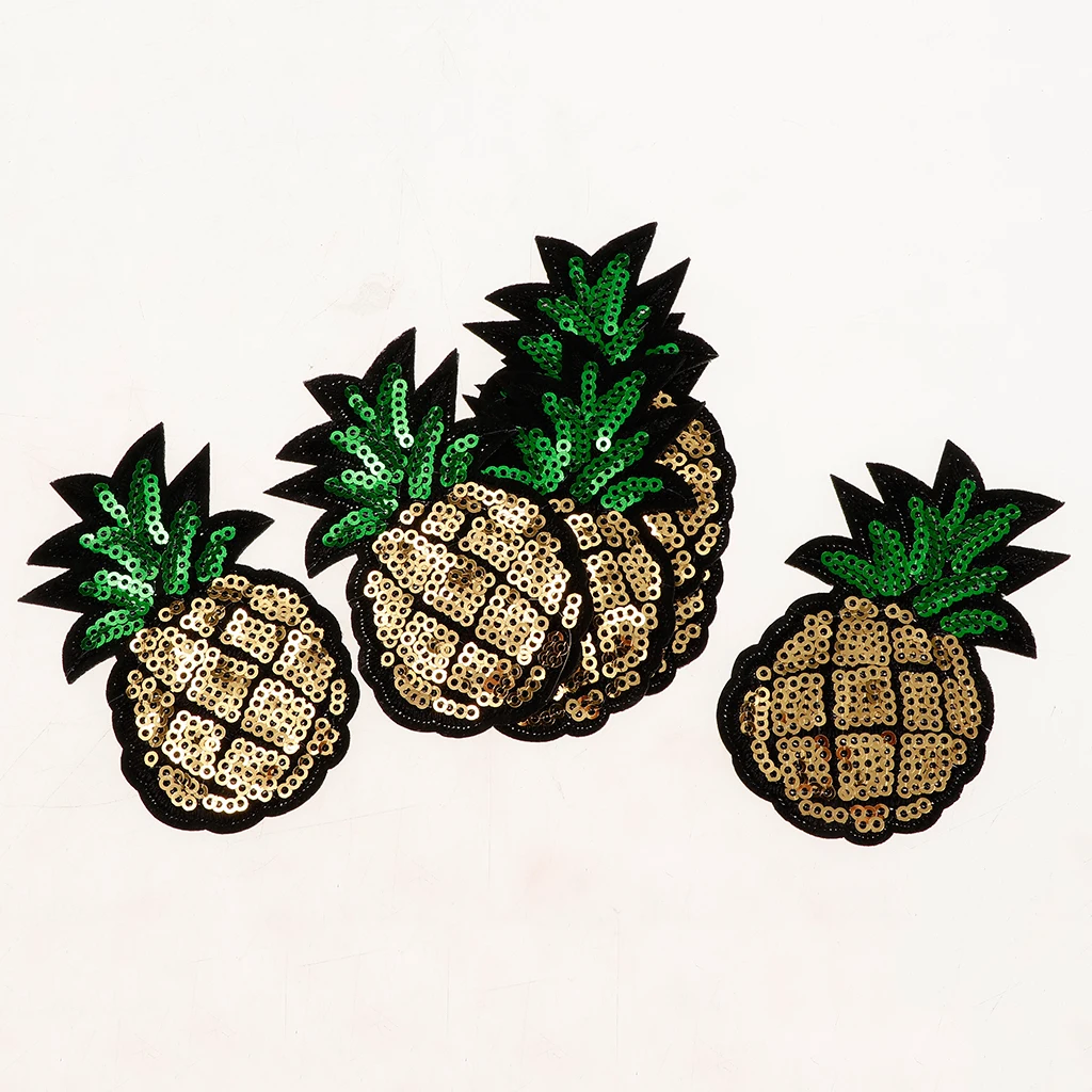 6pcs Pineapple Sequins Applique Sticker Embroidery Patch Fabric 8.3 X 5cm images - 6
