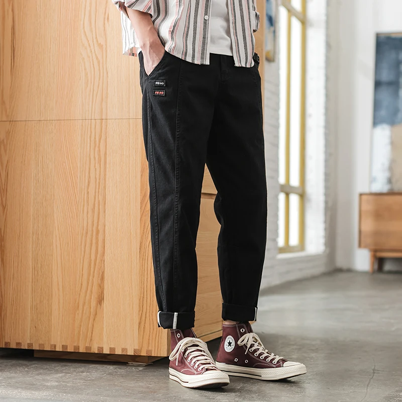 Прямые мужские брюки Свободные повседневные зимние спортивные хлопковые