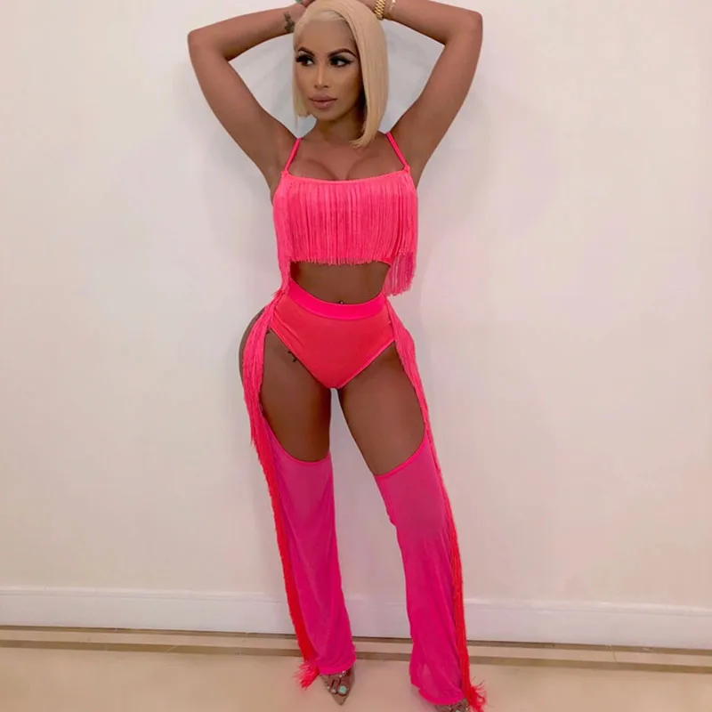 Женский комплект из двух предметов розовый пикантный топ на тонких бретельках с