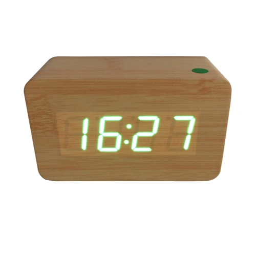 bamboo board green Мини-будильник с управлением звуком Деревянные Часы светодиодный дисплей милые настольные часы цифровые часы AJ6030 - Цвет: bamboo board green