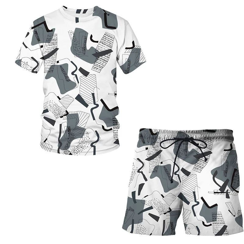 Роскошная брендовая Летняя мужская футболка с 3D принтом комплект шортами