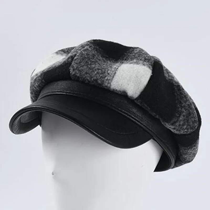 

SILOQIN Trend Fashion Plaid Newsboy Cap For Women's Autumn Winter Comfortable Warm Octagonal Hat Lady Brands Leisure Tide Hats