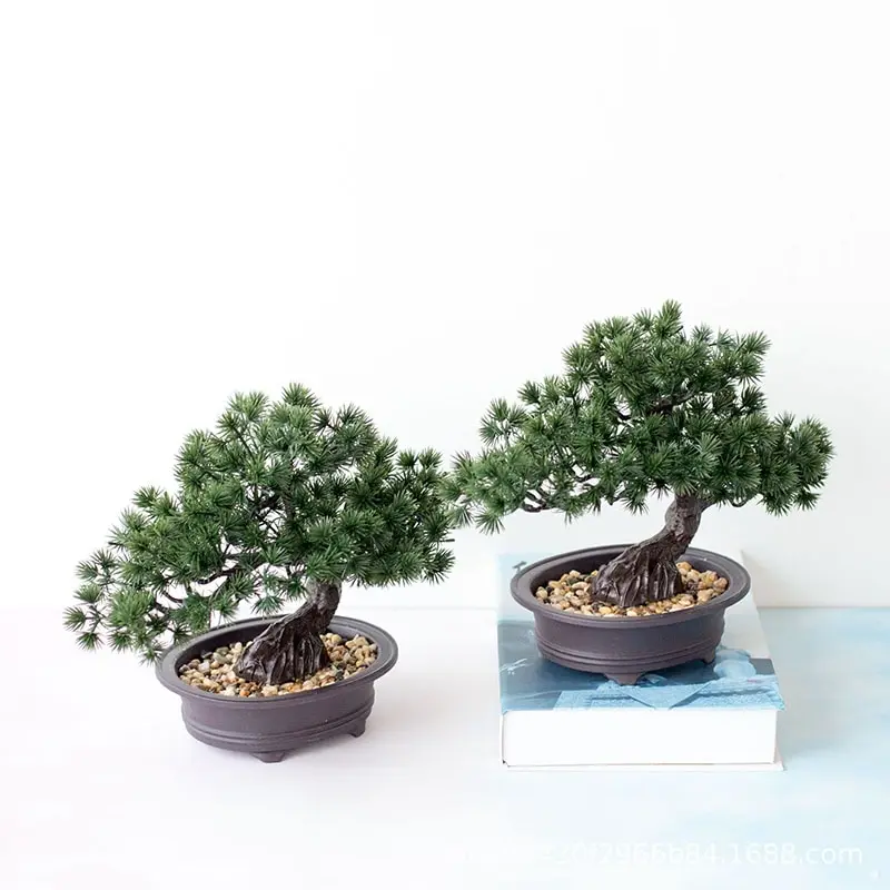 1 Piece New Simulation Welcome Pine Potted Plant Indoor Green Small Bonsai Desktop Artificial Flower Home Decoration Ornaments | Дом и сад