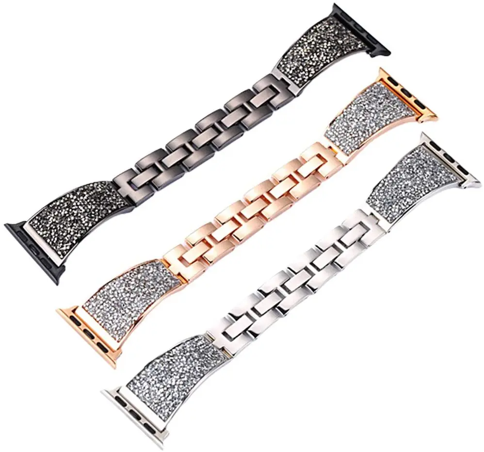 

Diamond Stainless Steel Strap for Apple Watch 38mm 42mm 40mm 44mm Watch Band Bracelet for iWatch Series 6 5 4 3 2 1 SE