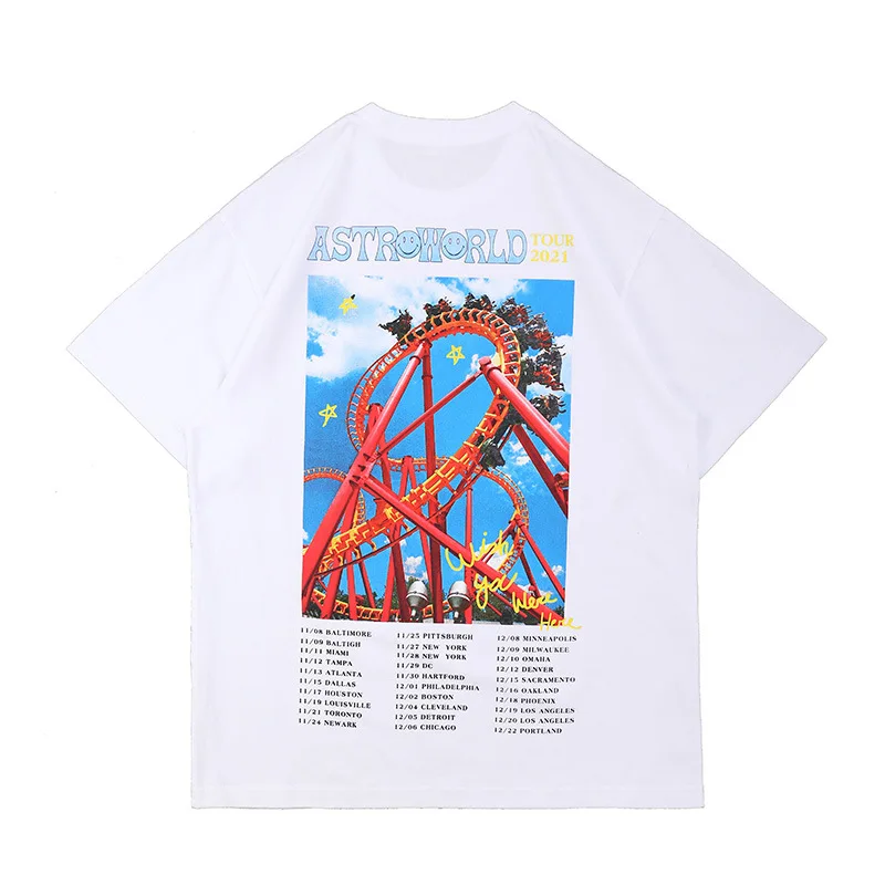 

Fgss men's wear new fashion brand rap around roller coaster printed round neck short sleeve T-shirt for men
