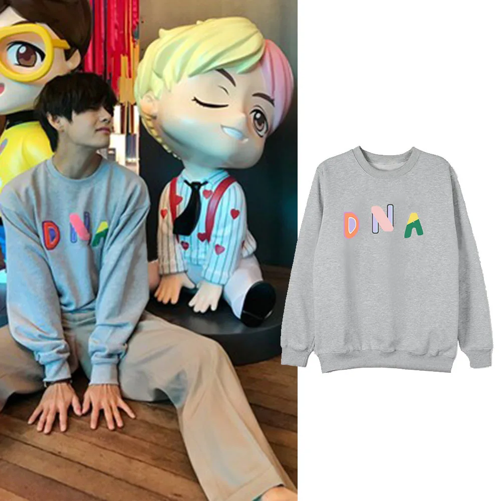 Новинка, корейская мода, Kpop, толстовка с капюшоном, Harajuku, о-образный вырез, худи, уличная одежда, хип-хоп топы, женские, Kawaii K-pop, DNA, толстовка, одежда