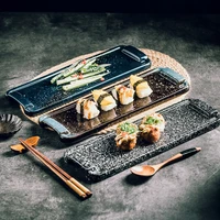 japanese%ef%bc%8cectangular sushi plate restaurant flat plate blue glazed surface high grade dishes pendulum plates ceramic plates
