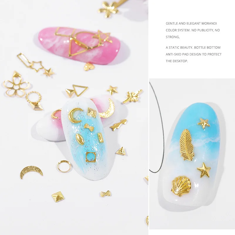 1 коробка золотые наклейки для ногтей Strass Star Moon Decoration Mix 3D Стразы AB Блестки