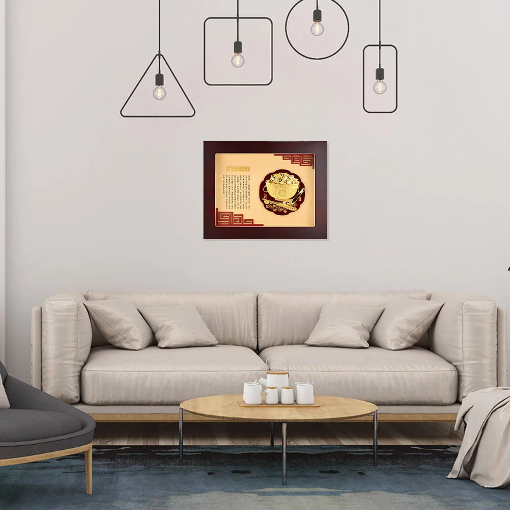 3D китайская картина Золотое богатство чаша в рамке 24 k Золотая фольга живопись