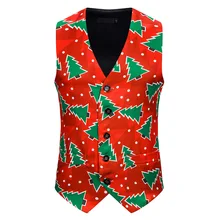 LUCLESAM Chaleco divertido de Navidad para Hombre, Traje de un solo pecho con cuello de pico, Chaleco para Hombre (2)