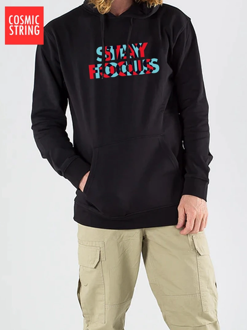 Хлопковая уличная одежда COSMIC STRING с принтом stay focus мужские толстовки повседневные
