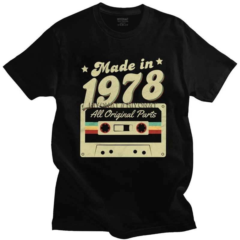 

Сделано в 1978 году, кассетка, все детали, футболка для мужчин, 100% хлопок, футболка, топы, короткие рукава, 43 года, футболка на день рождения