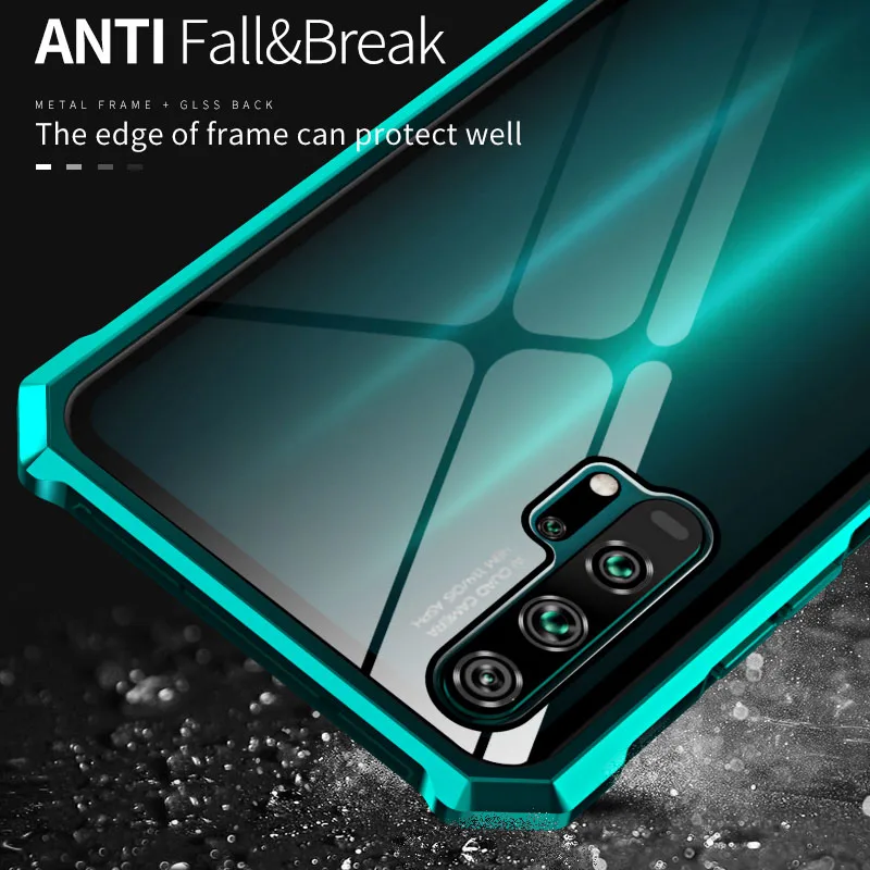 Роскошный металлический бампер чехол для huawei Honor 20 Pro прозрачная стеклянная