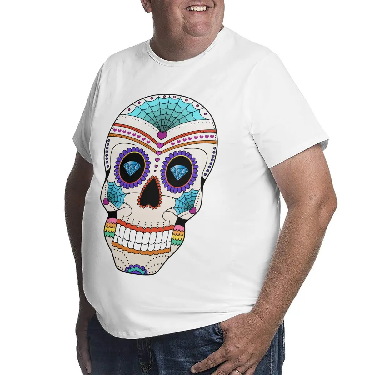 

Kanpa Summer 100% Custom Skull T Shirts for Big Men Pattern Men Workout Tops Oversized T-shirt Black XL