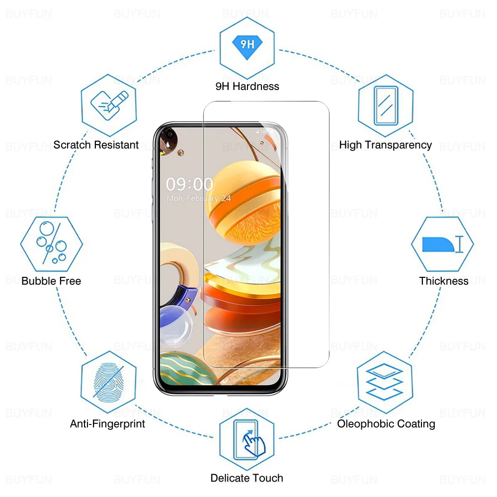 Стекло для LG K61 3 шт. устойчивое к царапинам защитное стекло K 61 искусственное HD