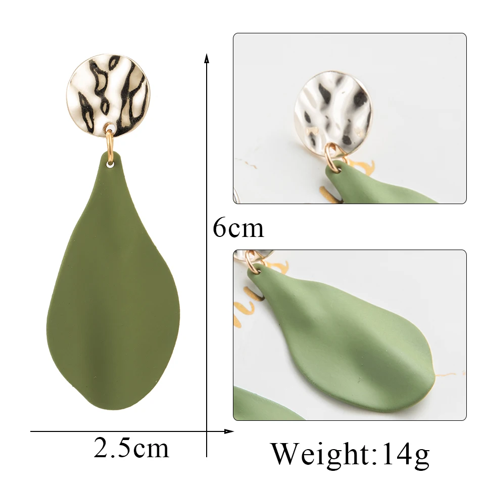 Корейская мода 2019 винтажные длинные висячие Висячие серьги для женщин зеленые