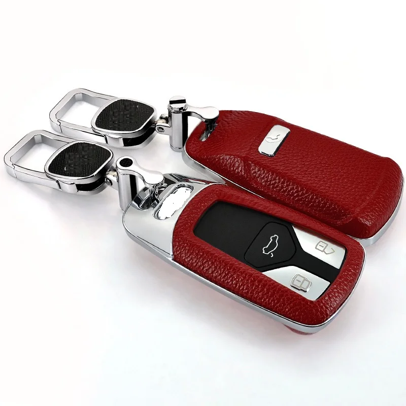 

Верхний слой кожа + ABS чехол для дистанционного ключа от машины автомобильный чехол для Audi A5 S5 Q7 A4 A4L TT TTS 2015-2018