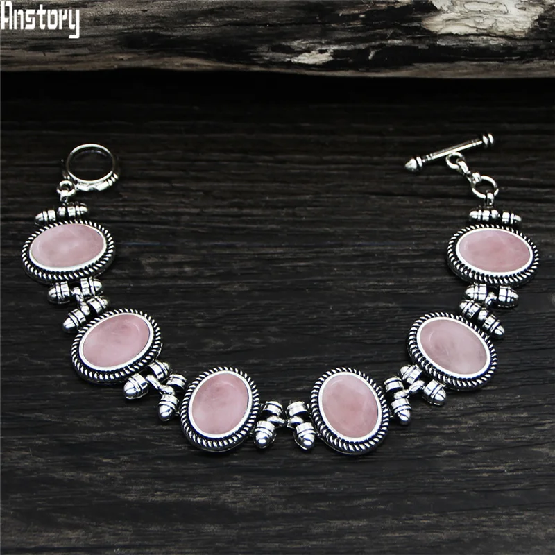 Женский браслет из тибетского серебра с овальным растением Лазуритом тигровый