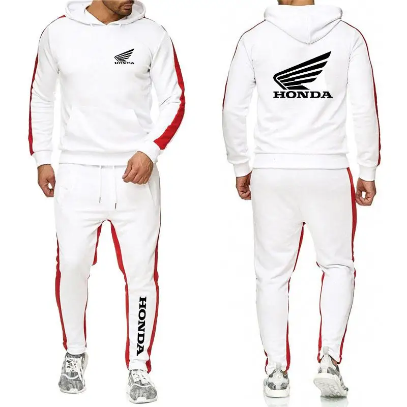 

2021Mens Honda Car Logo 2 Pieces Sets Tracksuit Hooded Sweatshirt+pants Pullover Hoodie Sportwear Suit Casual Mans Clothes S-3XL