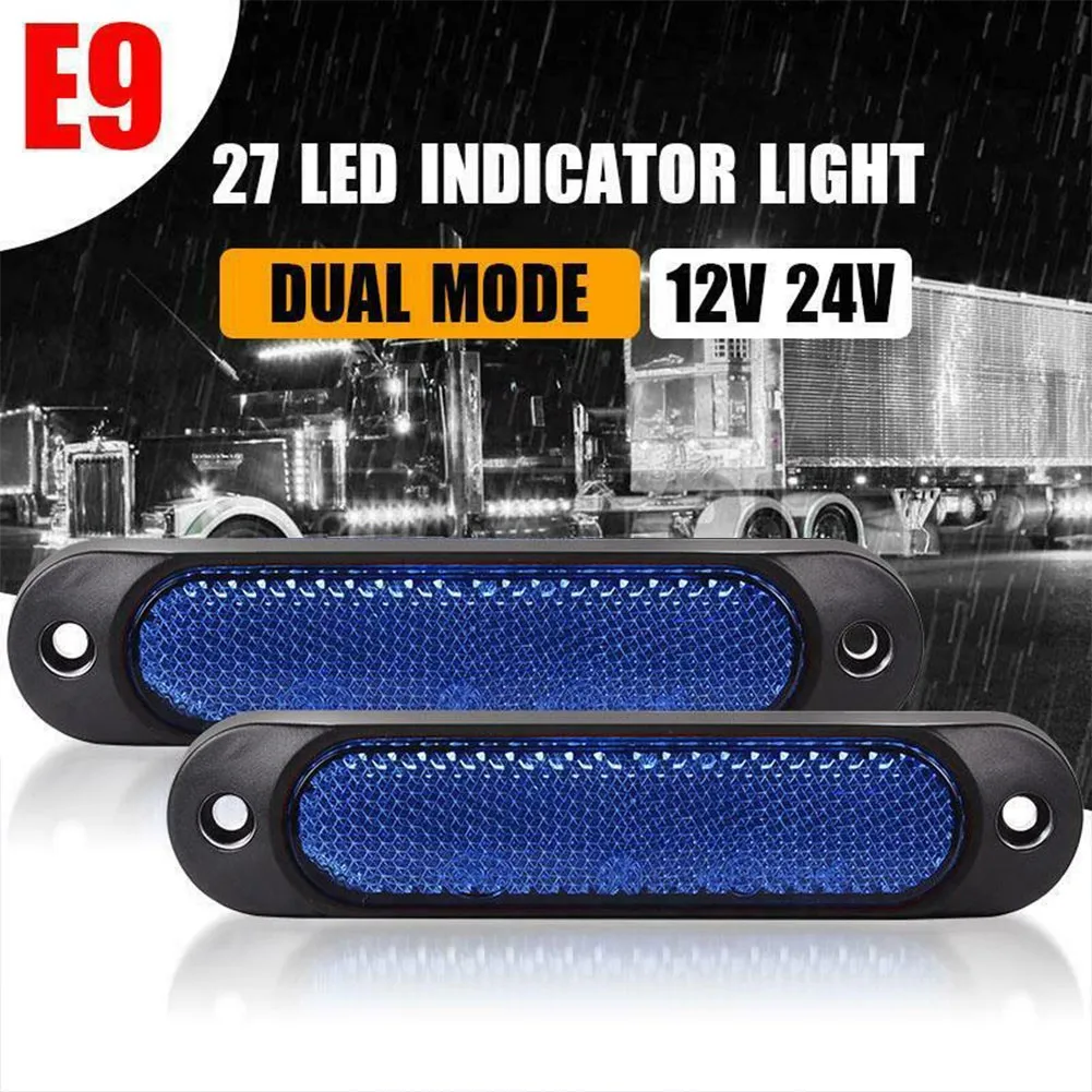 

2pcs Universal Universal LED Side Marker Lamps Clearance Lights Waterproof Lights Blue Accessories For Truck Trailer Lorry Boat