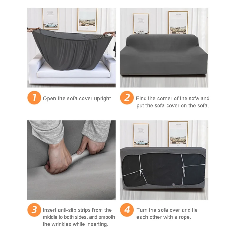 

XaXa Living Room Sofa Covers Jacquard Washable Thick Solid Color Stretch Sofa Slipcover L-shaped Couch Cover 1/2/3/4 Seat