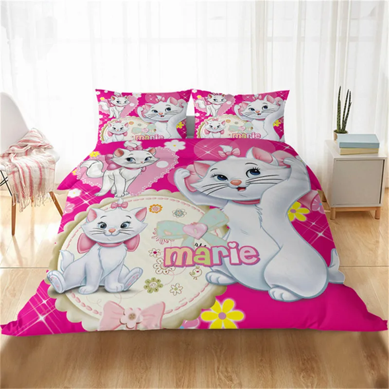 

Disney Lovely Marie Cat 3D Cartoon Bedding Sets Queen Twin BedLinen Children Girls Duvet Cover Pillowcase Comforter Bedding Set