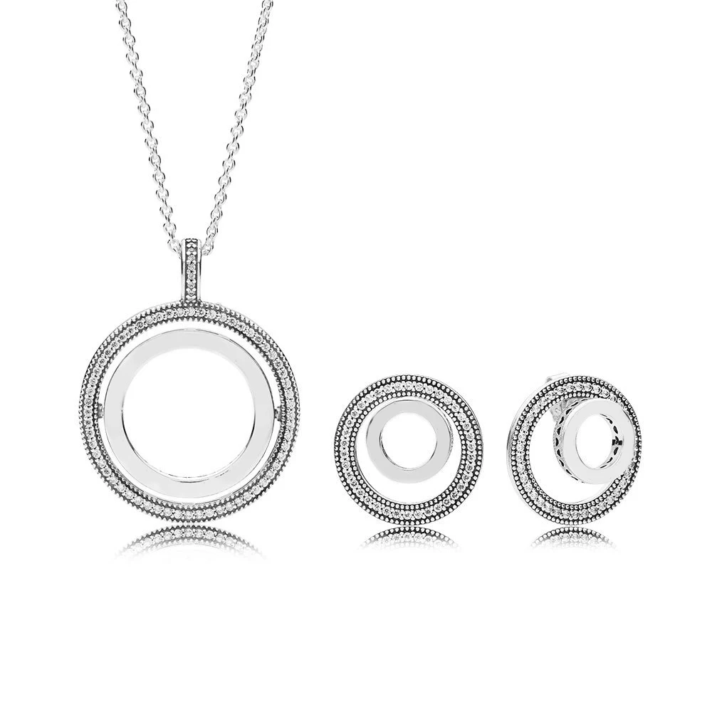 

High Quality Original 925 Sterling Silver Necklace Earring Set with Original Engraved Woman Jewelry Gift Free Shipping