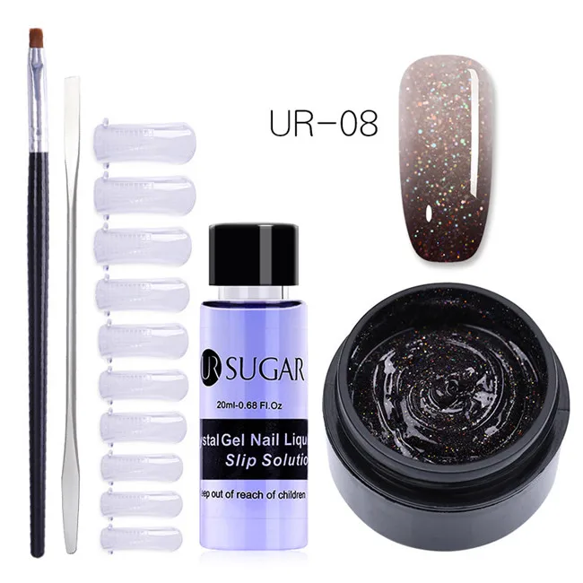 5pcs set8 UR SUGAR 15 мл термальный поли УФ гель набор Наборы Блеск Температура Изменение цвета Замачивание от УФ светодиодный Bulider гель продлевающий половой акт инструменты для полировки - Цвет: 5pcs set8