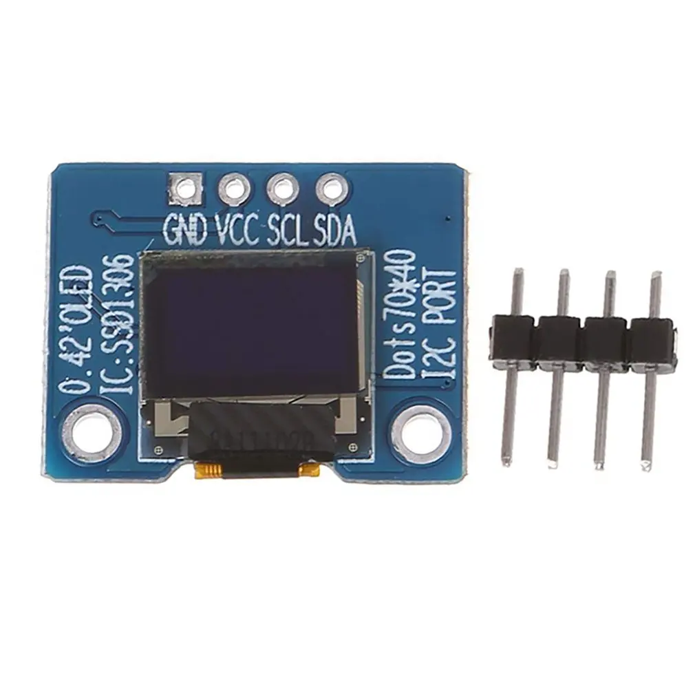 OLED-дисплей 0,42 дюйма SSD1306, модуль интерфейса ЖК-экрана, белый дисплей, прочный ЖК-экран с низким уровнем шума