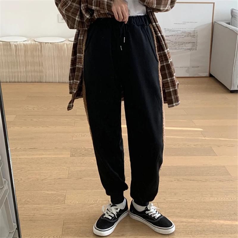 

Lamb Wool Pants for Women Autumn and Winter Trendy Ins High Waist Loose Velvet Thickened Straight Casual All-Matching Sports