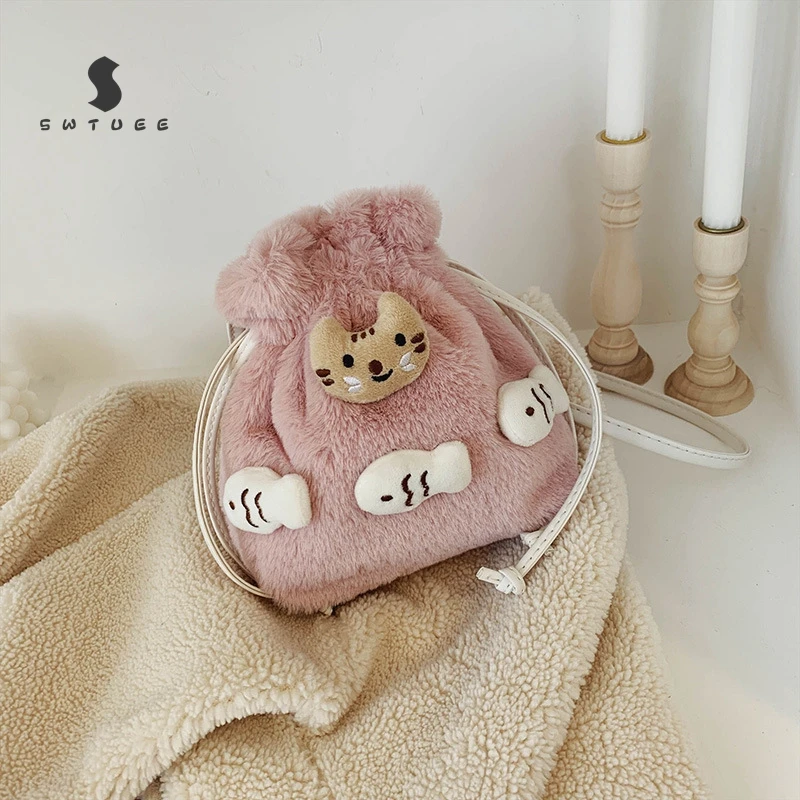 Милые нейлоновые плюшевые меховые сумки для девочек милый мягкий плюшевый