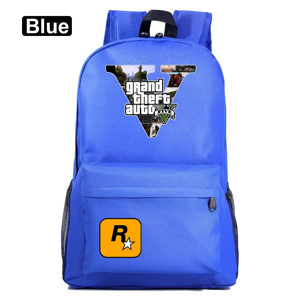 A34-04 Подарочные игры с героями мультфильмов, GTA5, клетчатая школьная сумка ярких цветов для мальчиков и девочек, женский рюкзак, школьные сумки для подростков, холщовые мужские школьные рюкзаки - Цвет: A34-04