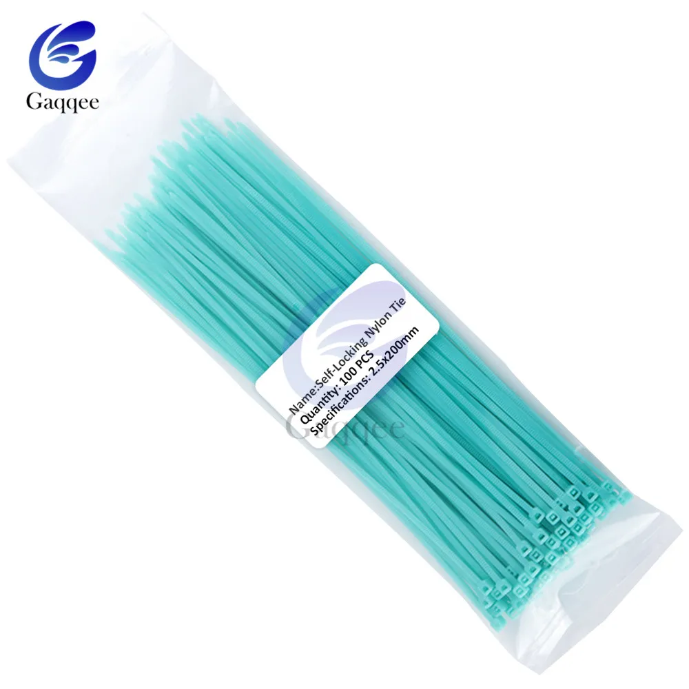 Самозакрывающиеся пластиковые нейлоновые кабельные стяжки 100 шт. 200 мм черные