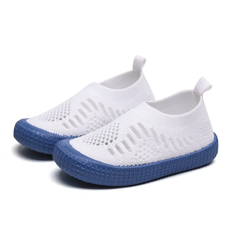 

Soft Fashion Breathable Stretch Fabric White Shoes Cut-outs New Children Canvas Shoes for Girls Baby Boys Flat Sport Shoes