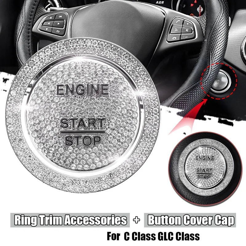 

Car Engine Start Stop Ignition One-Button Cover Ring Trim Accessories for Mercedes for Benz C Class W205 GLC Class
