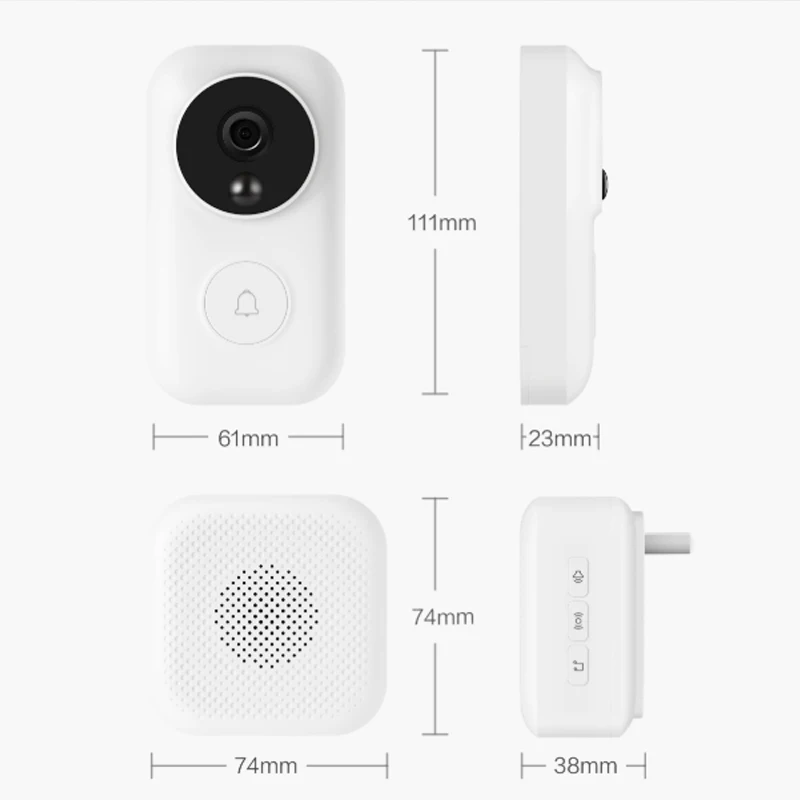 Youpin Zero AI распознавание лица 720P ИК Ночное Видение видео дверной звонок набор