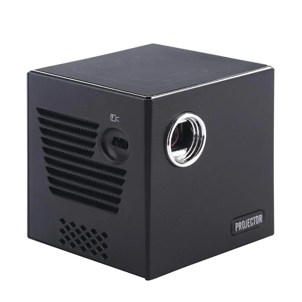 

2019 Mini Cube Cute Pocket DLP Projector 854*480 Auto Keystone Android7.1 chargeable Mini Beamer home theater support 4k C80