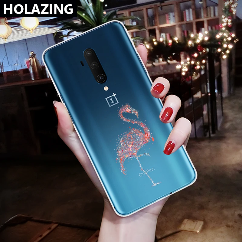 Прозрачный чехол для OnePlus 7T Pro 7 6T 6 розовые Чехлы девочек с принтом фламинго
