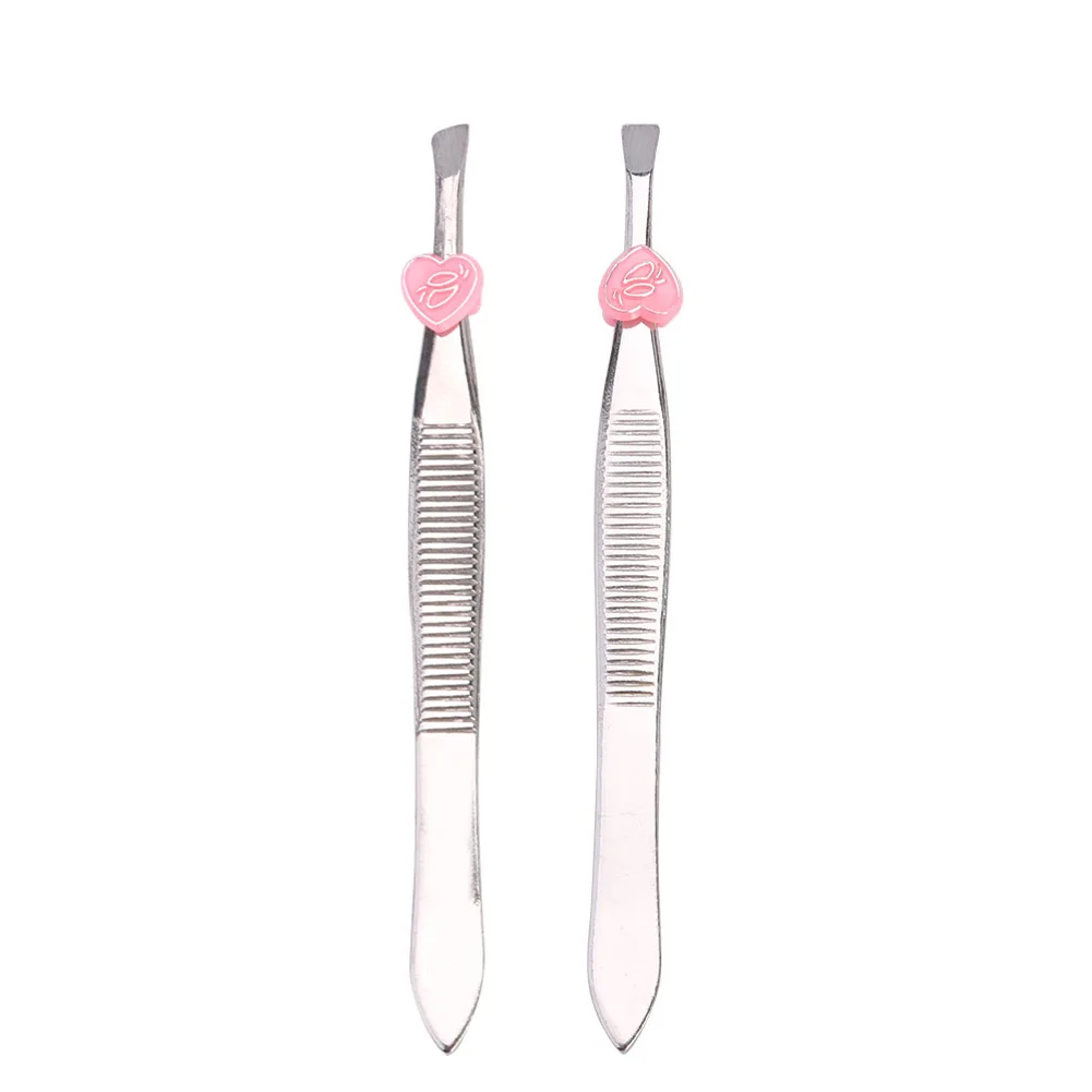 Профессиональный пинцет для бровей плоская наклонная стальная заколка удаления