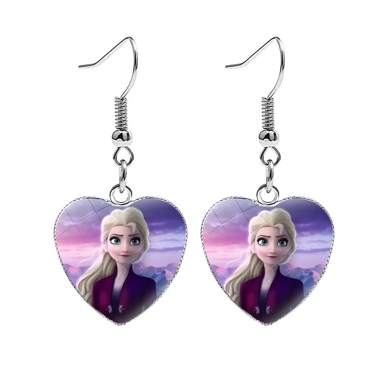 Детские сережки в виде сердца Disney Frozen 2 серьги клипсы с героями мультфильмов