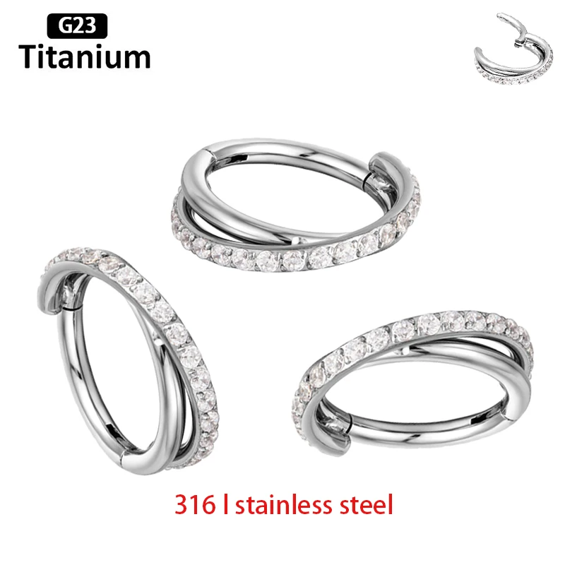 316 L Stainless Steel Daith Zircon Hight Segment Rings Open Small Septum Piercing Nose Rings Earrings Piercing 16G Nose Piercing